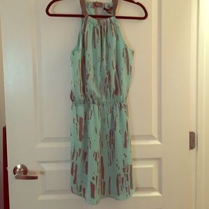 Teal and grey cocktail dress