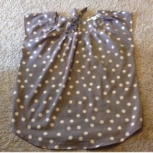 LC Lauren Conrad Tops - LC grey gathered neck work top w keyhole tie Sz L LC Lauren Conrad Tops - LC grey gathered neck work top w keyhole tie Sz L