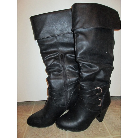 Shoes - Knee High Black Leather Boots