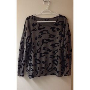Drop Shoulder Leopard Print Sweater