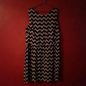 Tan and Navy Chevron Dress