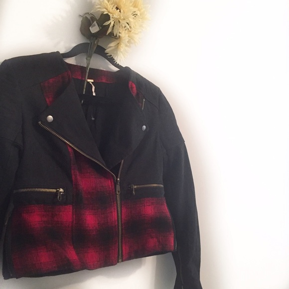 NEW Free People Plaid Jean Jacket - Picture 2 of 3