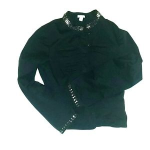 *Black jacket with sequin trim collar and sleeves