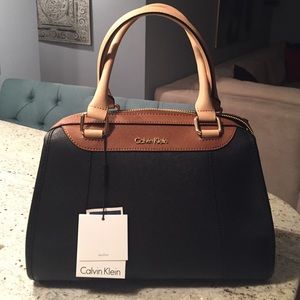Calvin Klein Black and Tan satchel