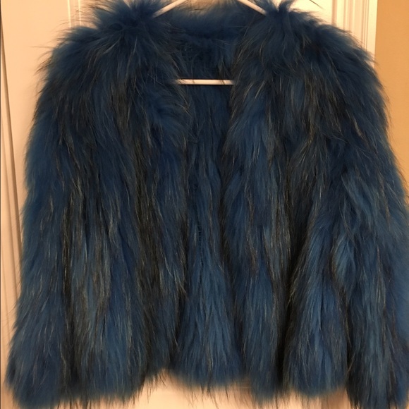 Brand new real raccoon fur knit coat size M