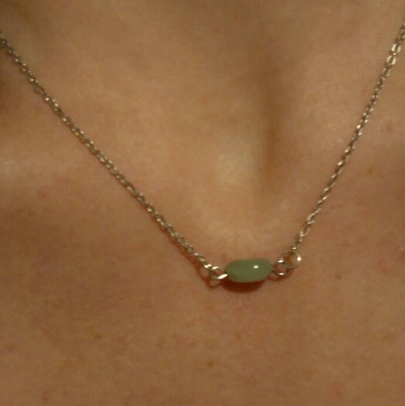 Light sea glass green bead charm necklace