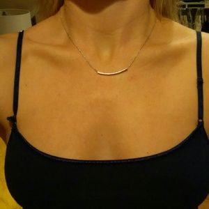 Sterling silver curved bar necklace