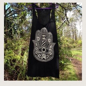 BEAR DANCE black Hamsa tank