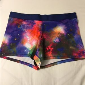 Galaxy print spandex shorts
