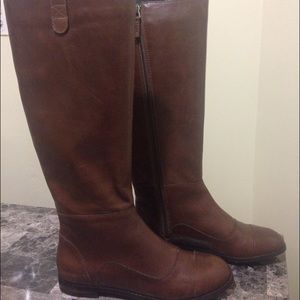Brown leather boots