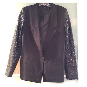 Sequin Sleeve Single-Button Blazer Small