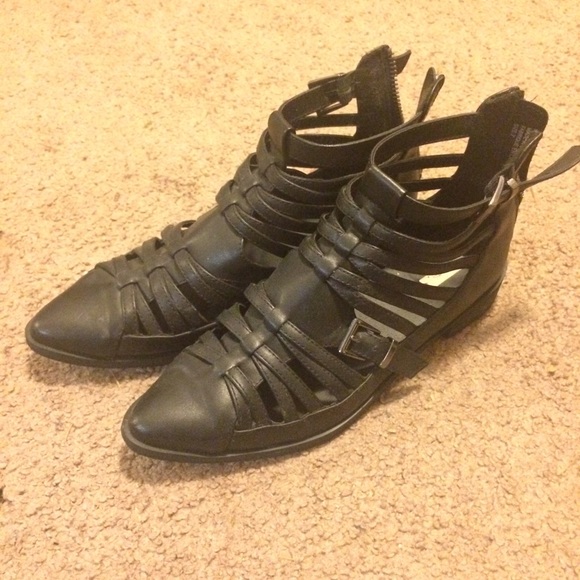 Black straps ankle boots