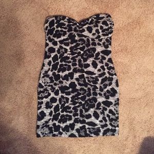 Black and grey cheetah form fitting dress