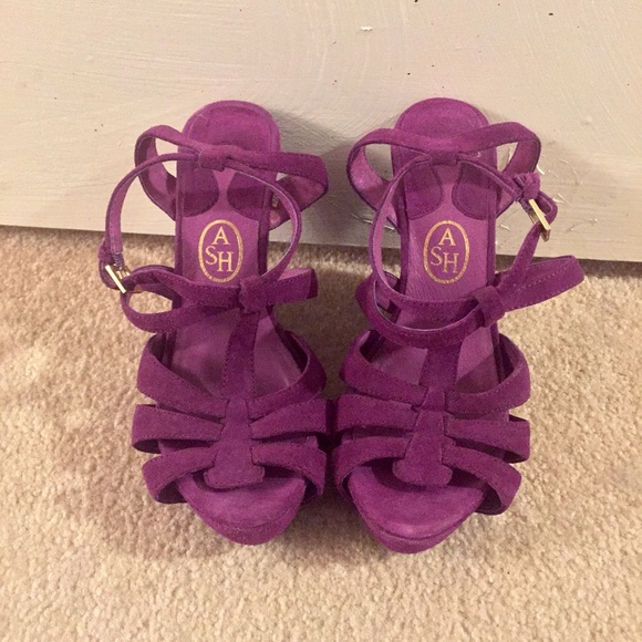 EUC Ash wedge heels purple suede 38 7.5 tributes - Picture 3 of 4