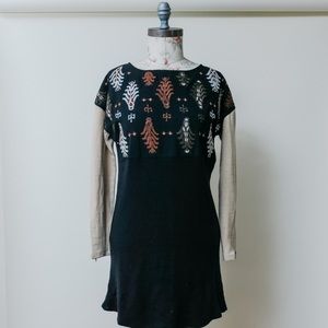 THML Embroidered Sweater Tunic Dress