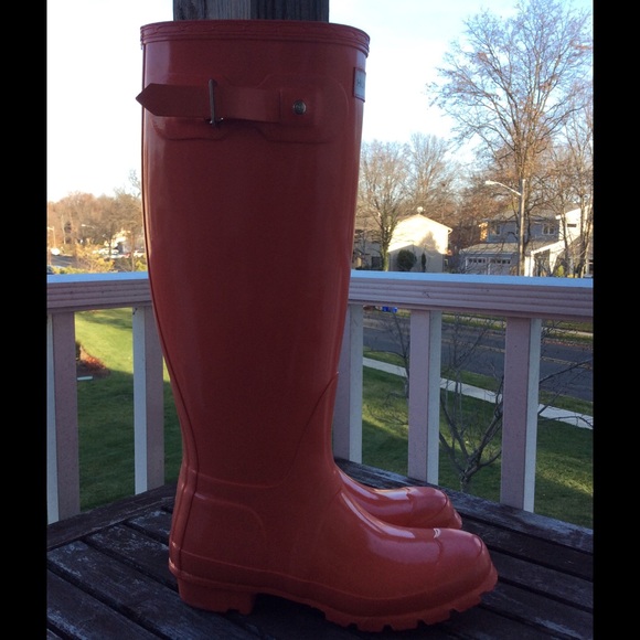 NEW HUNTER TALL GLOSS BOOTS - FLAME US 5F - Picture 3 of 4