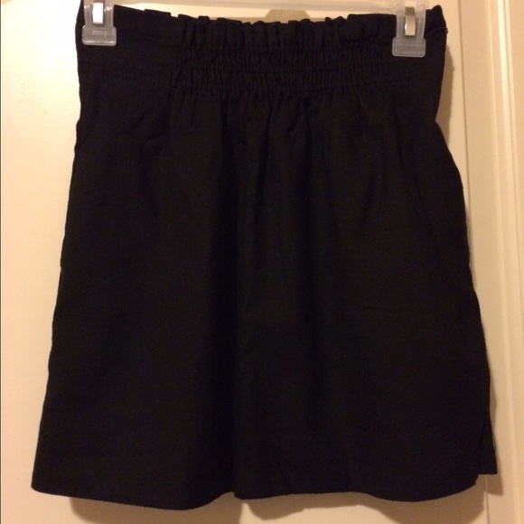 Black J. Crew Rusched Wait Mini Skirt