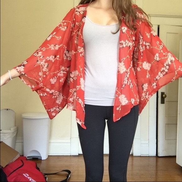 Dark orange flowered cover-up - Picture 2 of 4