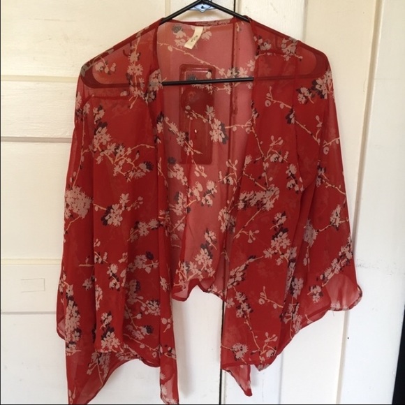 Dark orange flowered cover-up - Picture 4 of 4