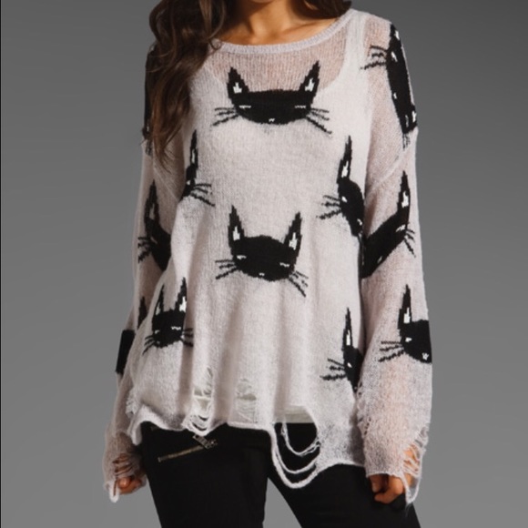 Wildfox White Label black cat sweater