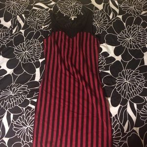Black and burgundy stripped dress
