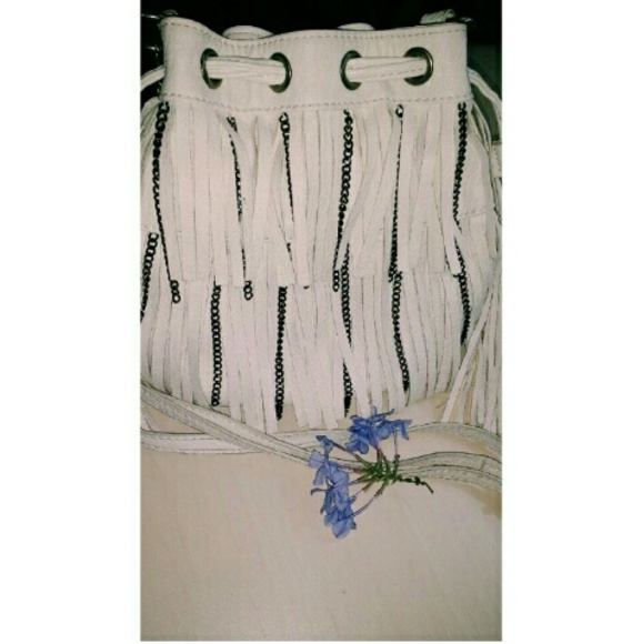 White fringe purse