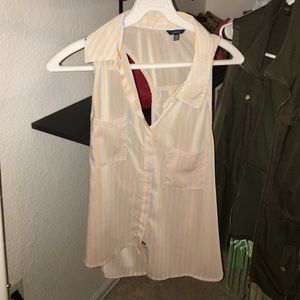 Gray and orange strip blouse