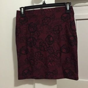 NWOT Red Mini Skirt w/Lace Pattern