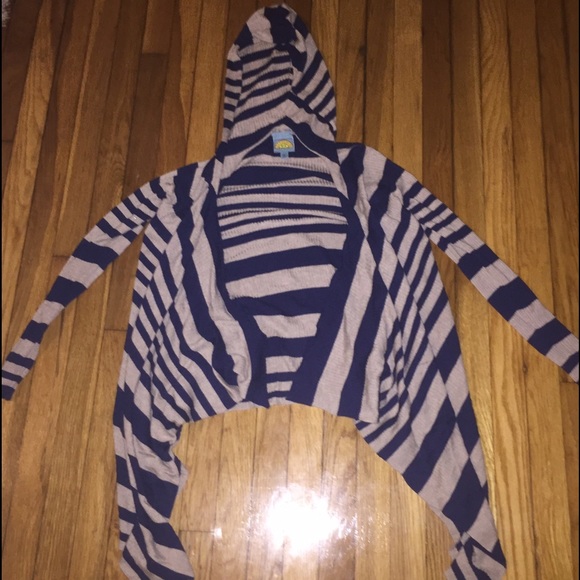 C &C California stripped cardigan with hood