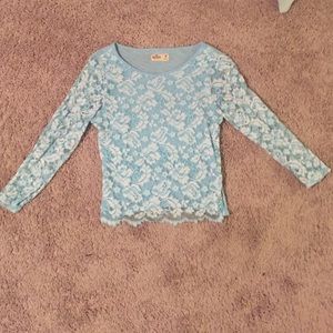 NWOT HOLLISTER LIGHT BLUE LACE CROP TOP