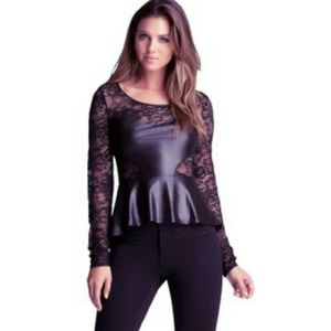 Bebe pleather peplum top