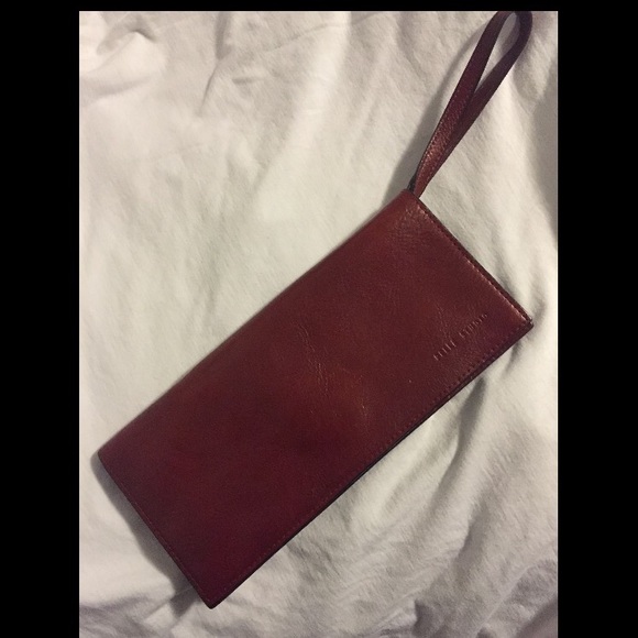 Pelle Studio Red Pebble Leather Wristlet/Clutch