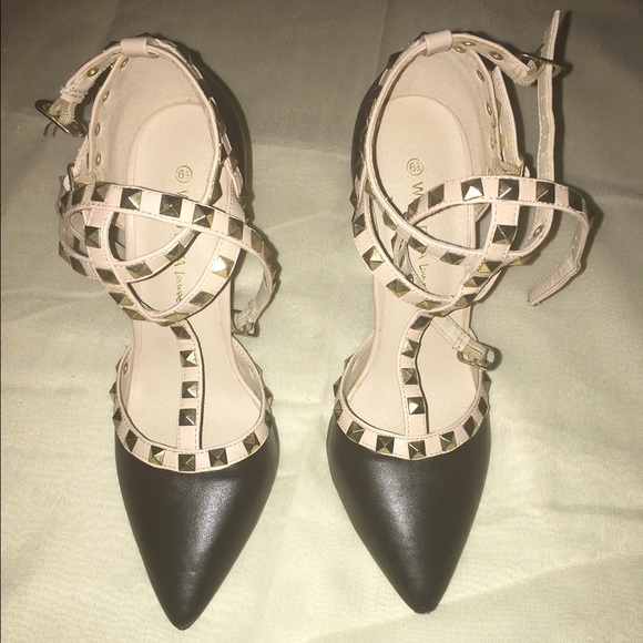 Studded Black Heels