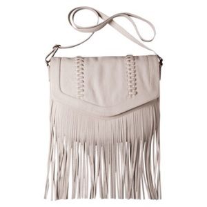 White Leather Fringe Crossbody // Mossimo