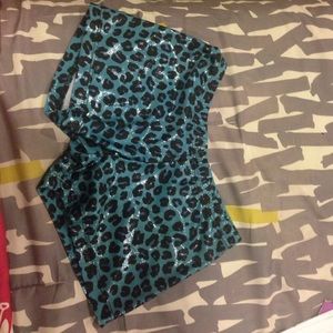 Blue cheetah dance/cheer shorts