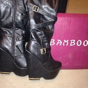 Knee high wedge heels