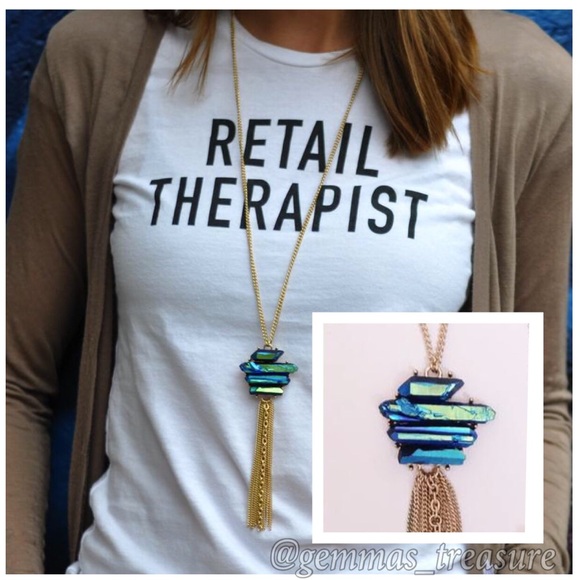 Druzy and Gold Tassel Necklace | CLEARANCE | - Picture 2 of 3