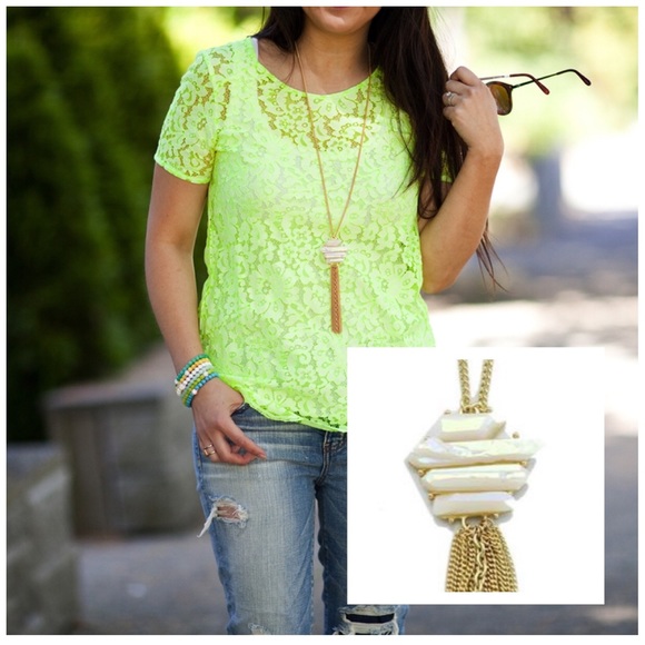 Druzy and Gold Tassel Necklace | CLEARANCE | - Picture 3 of 3