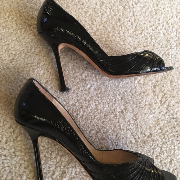Jimmy Choo patent peep toe stilettos
