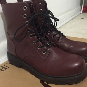 Maroon Combat boot