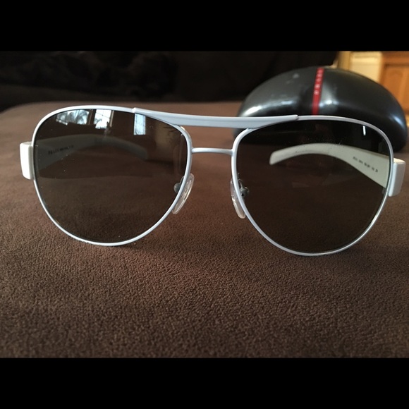 Prada white aviator sunglasses