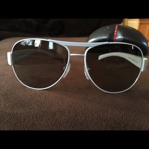 Prada white aviator sunglasses