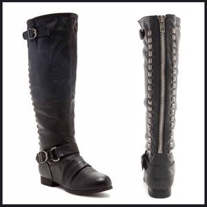 Black Studded Riding Boots