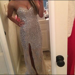 Jovani 4247 prom dress nude rhinestone dress