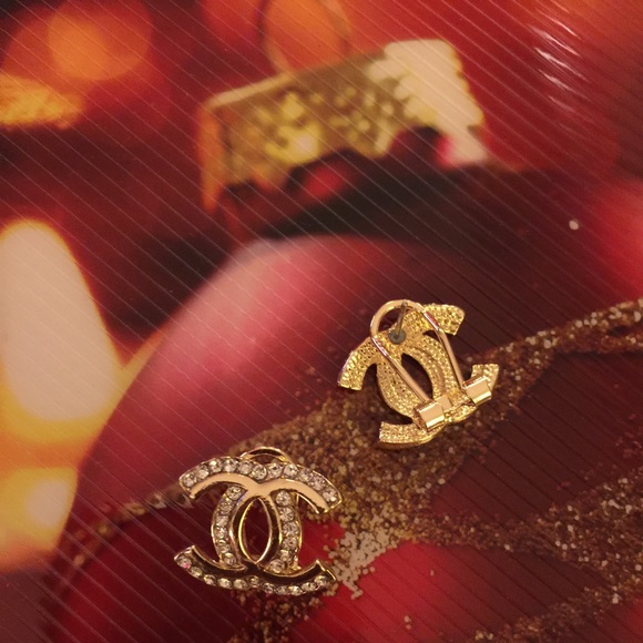 Gold and rhinestone earrings
