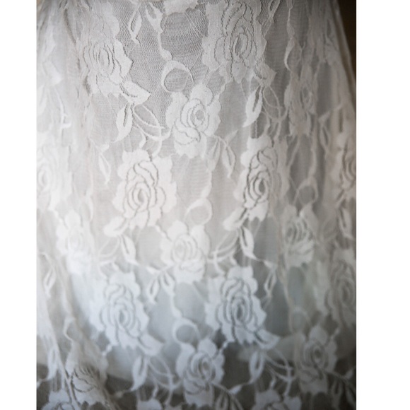 💭White Lace Floral Pattern Dress Pretty Sweet Med - Picture 2 of 4