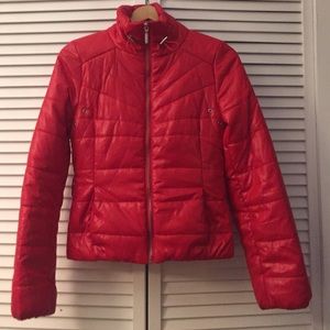 Red puffy coat