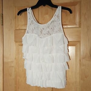 White ruffle tank top