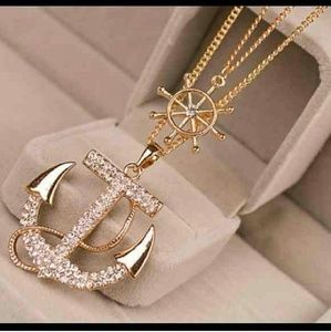 Gold plated anchor chain necklaces