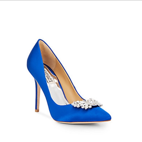 Badgley  Mischka Jeweled Satin Point Toe Pump - Picture 2 of 4